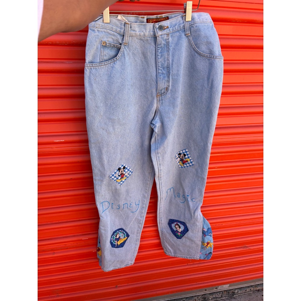 Vintage Disney Magic High Waisted Jeans Light Wash Character Patches 13/14R